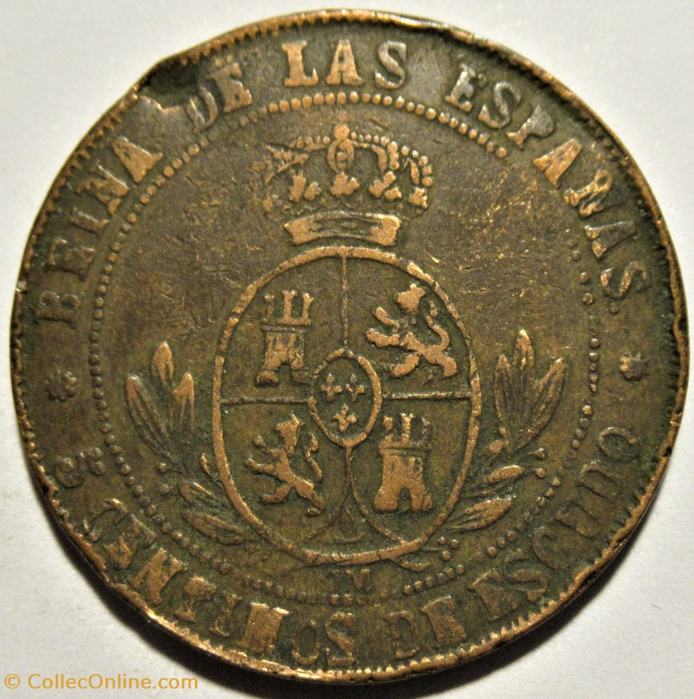1868 Barcelona - 5 Centimos - Isabel II de España - Contemporary Counterfeit 3 monnaies monde espagne 1868 barcelona 5 centimos isabel ii de espana contemporary counterfeit