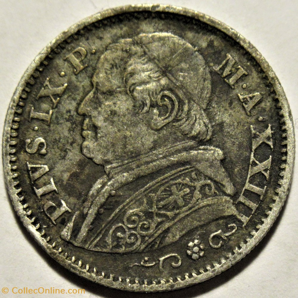 Pio IX, Pope - 10 Soldi 1869, Anno XXIII - Vaticano 2 monnaies monde pio ix pope 10 soldi 1869 anno xxiii vaticano