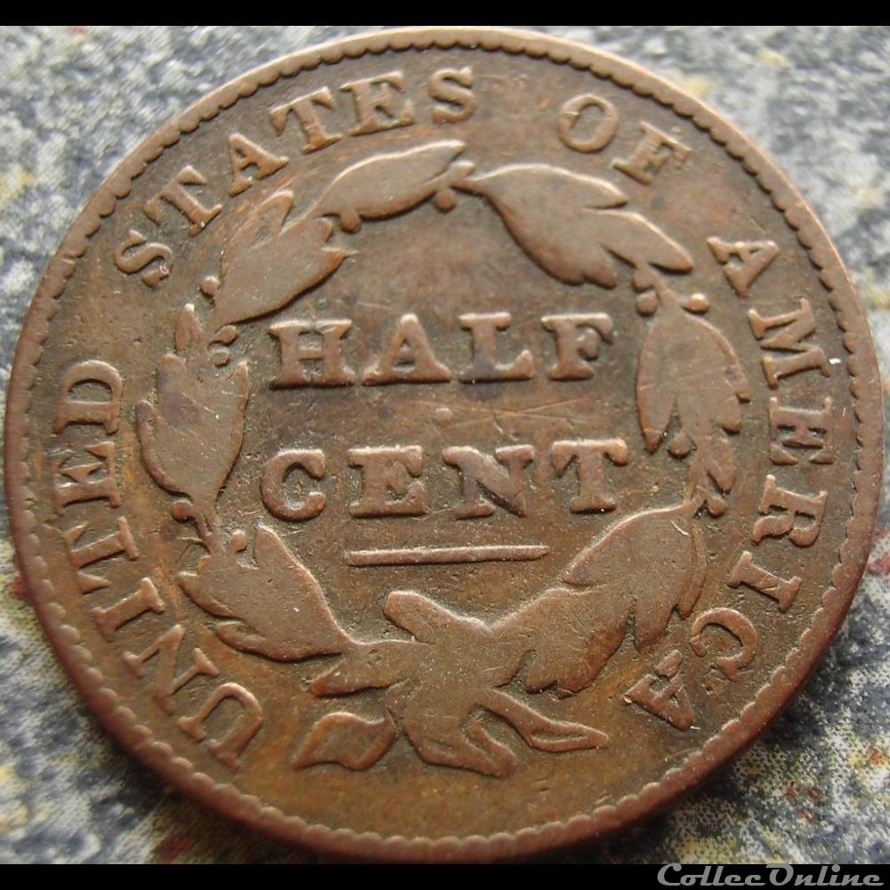 monnaie monde etat uni 1826 classic head half cent