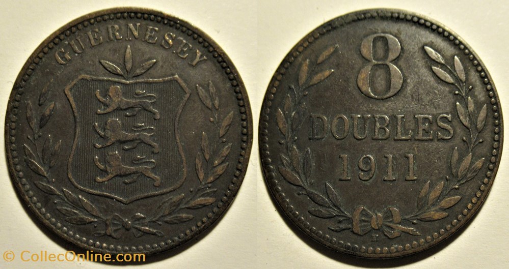 States of Guernsey - 8 Doubles 1911 monnaies monde ile de guernesey states of guernsey 8 doubles 1911