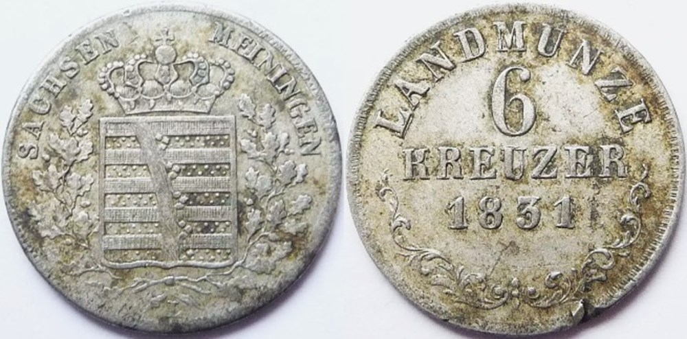 monnaies europe medievale saint empire romain germanique bernhard ii 6 kreuzer 1831 duchy of saxe meiningen