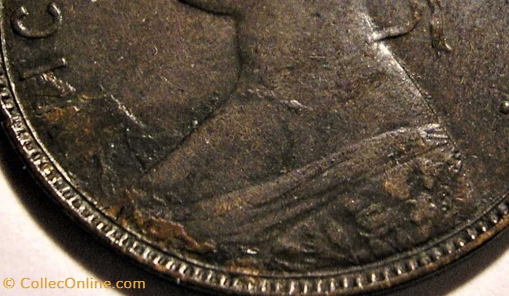Victoria - One Cent 1880 Newfoundland - Error: Flaw Planchet 3 monnaie monde canadum victoria one cent 1880 newfoundland error flaw planchet