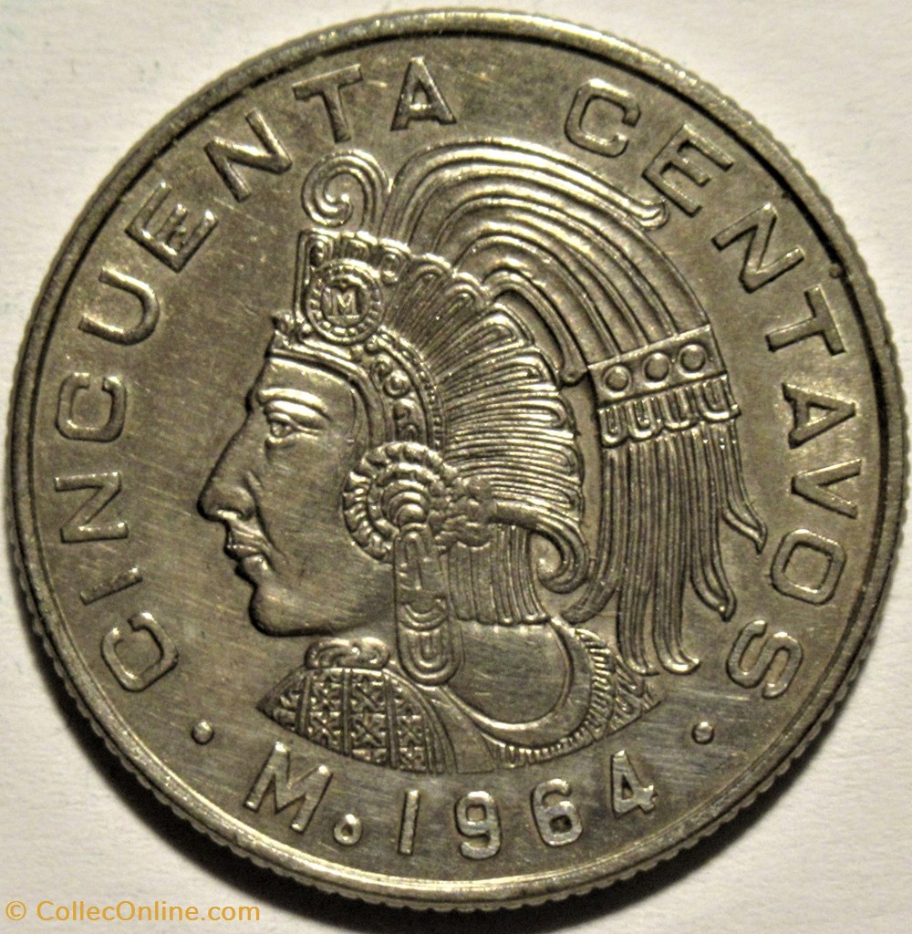 México 1964 - 50 Centavos, Cuauhtémoc - E.U Mexicanos - Coins