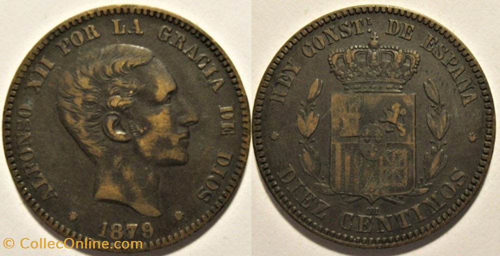 1879 - Barcelona 10 Centimos - Alfonso XII de España monnaies monde espagne 1879 barcelona 10 centimos alfonso xii de espana