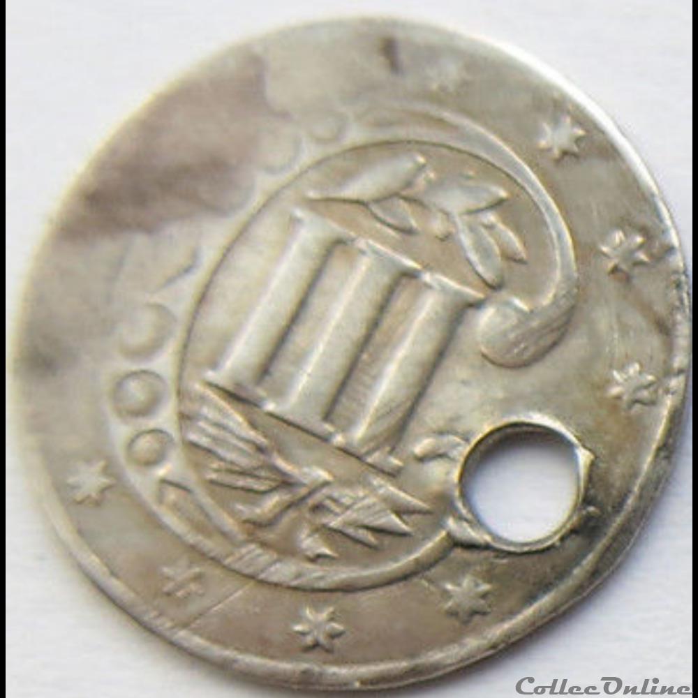 1861 - Silver Three Cents monnaie monde etat uni 1861 silver three cents