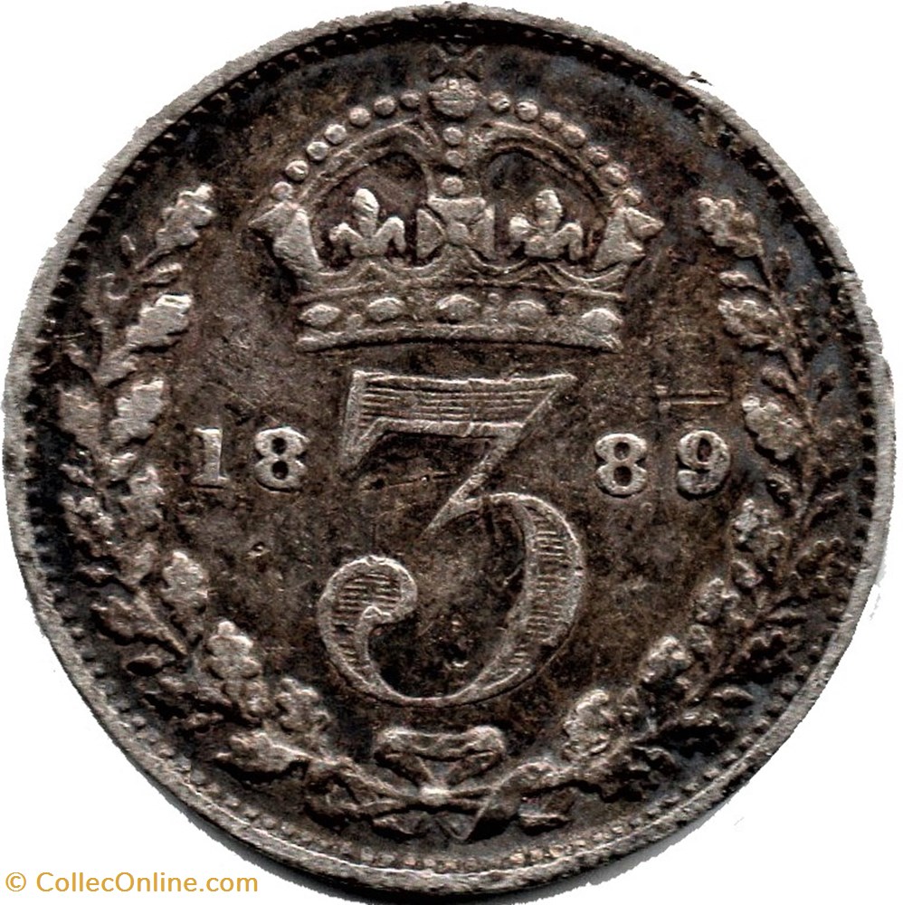Victoria - 3 pence 1889 Kingdom of Great Britain (ex.2) monnaie monde royaume uni victoria 3 pence 1889 kingdom of great britain ex 2