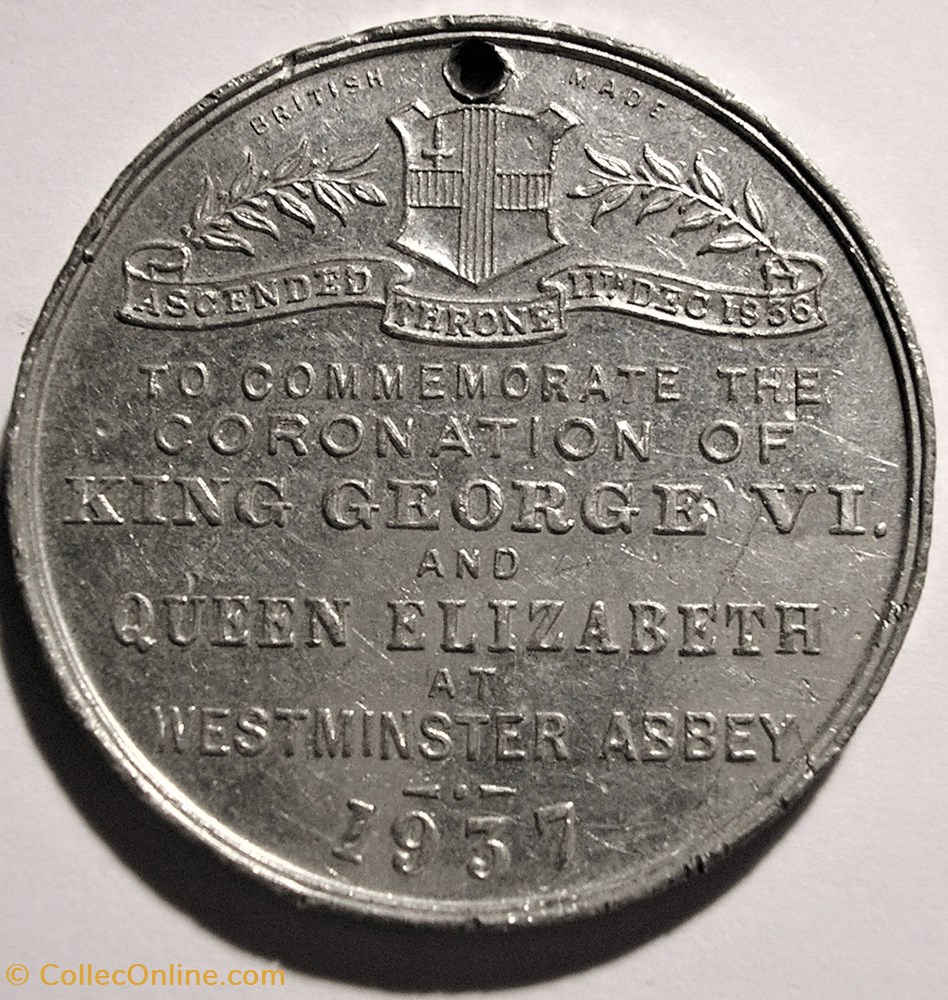 George VI & Elizabeth - 1937 Coronation at Westminster Abbey - UK (ex.2) 3 medaille royaume uni george vi elizabeth 1937 coronation at westminster abbey uk ex 2