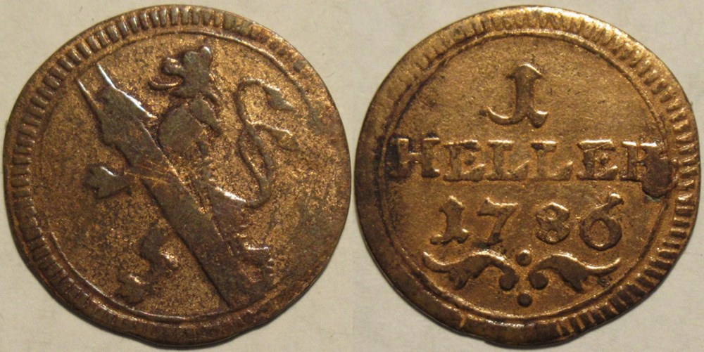 monnaies europe medievale saint empire romain germanique bishopric of bamberg 1 heller 1786