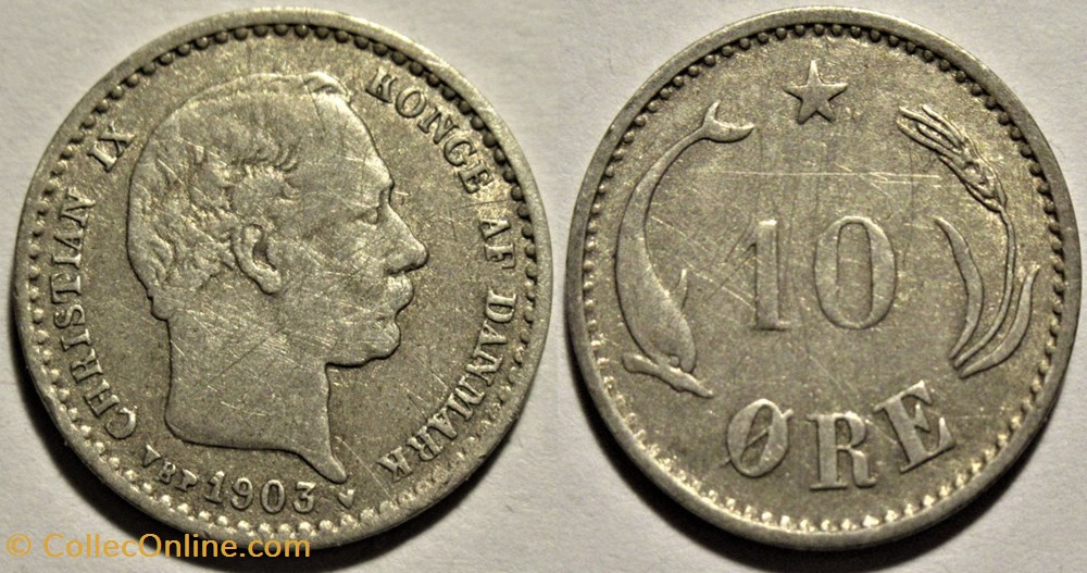 Christian IX Denmark - 10 Øre 1903 (2ex) monnaies monde danemark christian ix denmark 10 re 1903 2ex