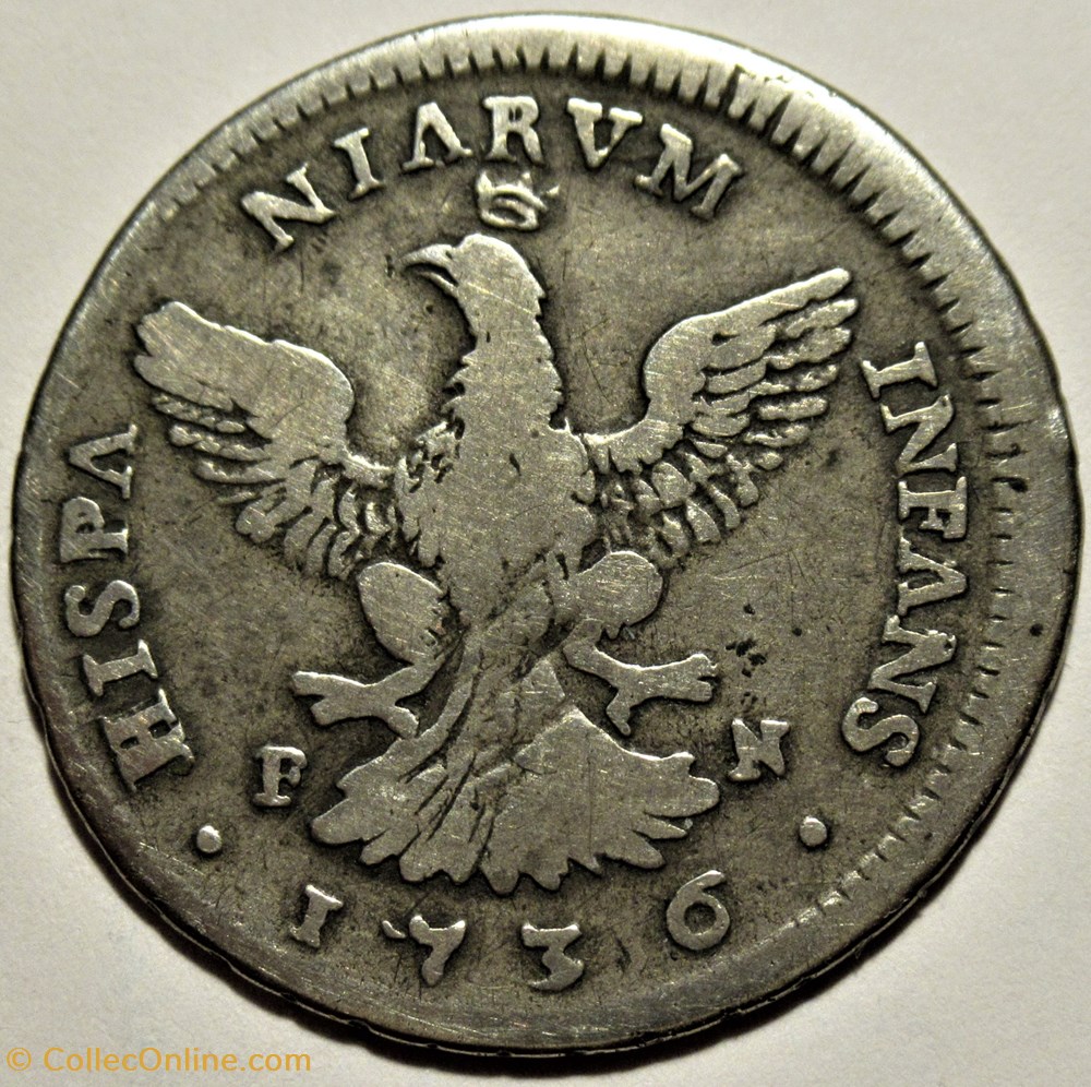 1736 Regno di Sicilia, 4 Tari Palermo - Carlo di Borbone 3 monnaies europe medievale royaume de sicile 1736 regno di sicilia 4 tari palermo carlo di borbone