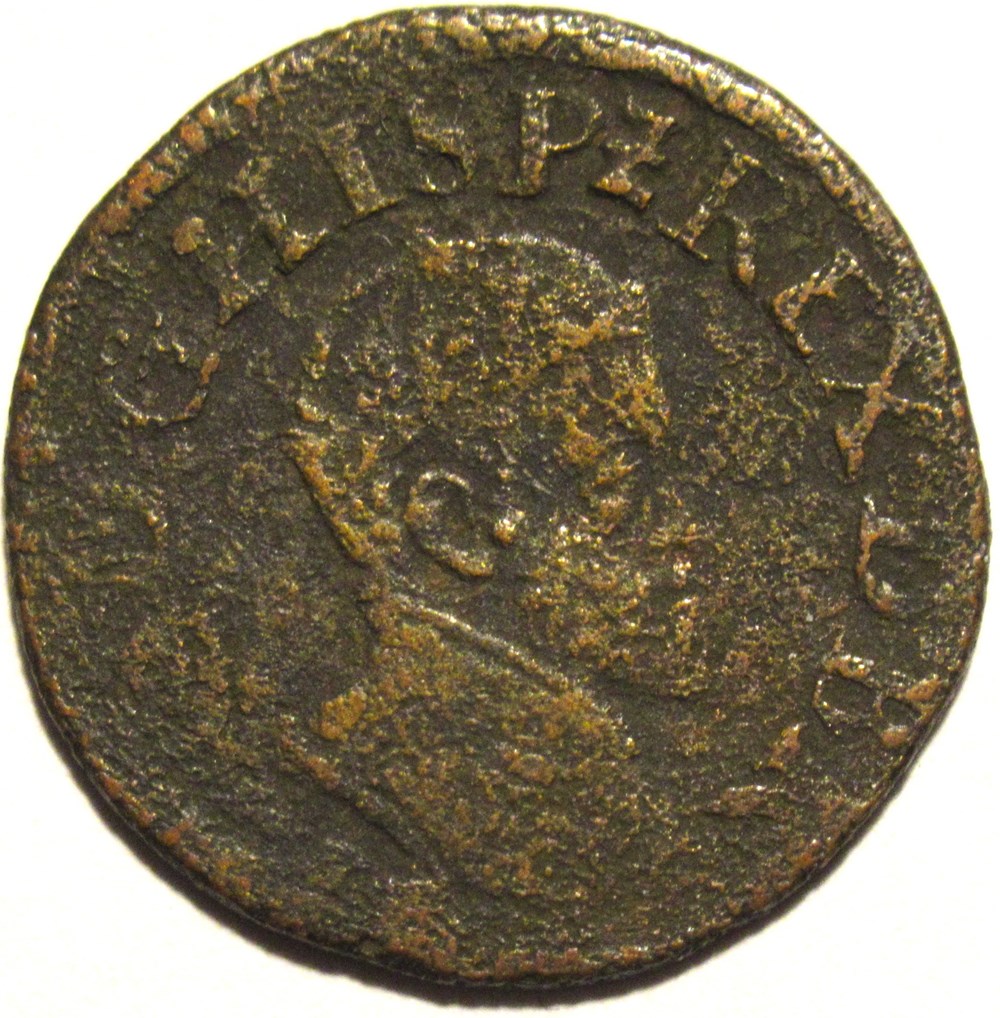 Philip II of Spain - 2 Mites c.1569 - Antwerp, Spanish Netherlands monnaies europe medievale pays bas espagnols philip ii of spain 2 mites c 1569 antwerp spanish netherlands