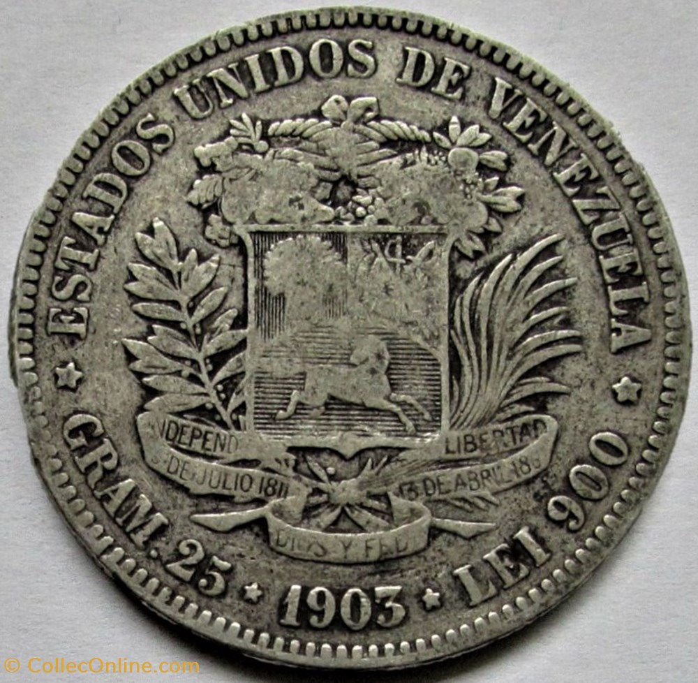 monnaies monde venezuela 5 bolivares 1903
