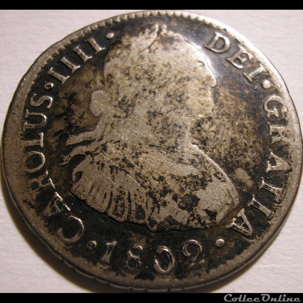Peru - 2 Reales 1802 Lima - Carlos IV de España 3 monnaies monde perou peru 2 reales 1802 lima carlos iv de espana