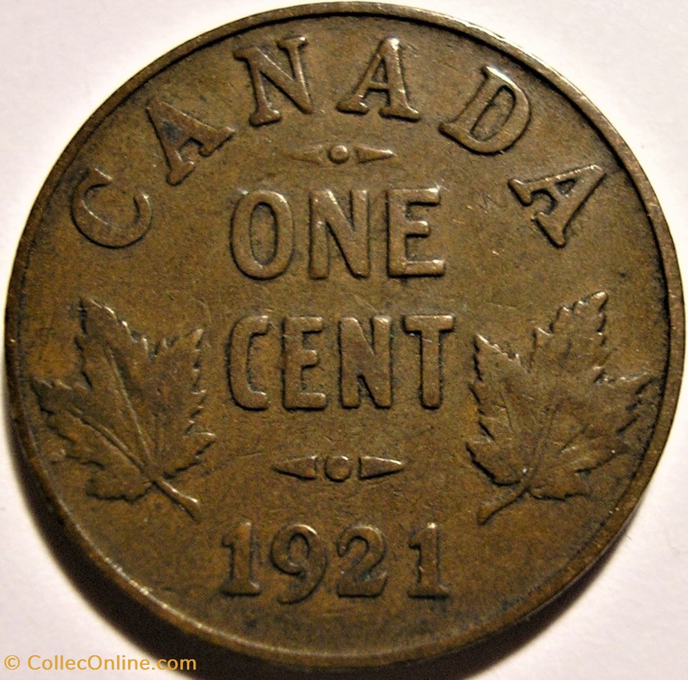 George V - 1 Cent 1921 monnaie monde canadum george v 1 cent 1921