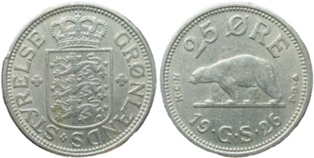 monnaies colonies danoises christian x of denmark 25 re 1926 greenland