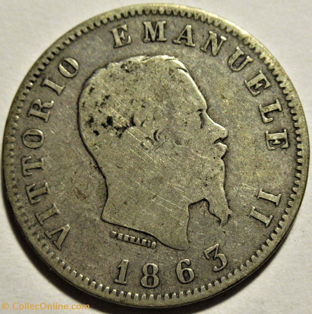 1863 Royaume d'Italie, Lira, Milano - Vittorio Emanuele II monnaies monde 1863 royaume italie lira milano vittorio emanuele ii