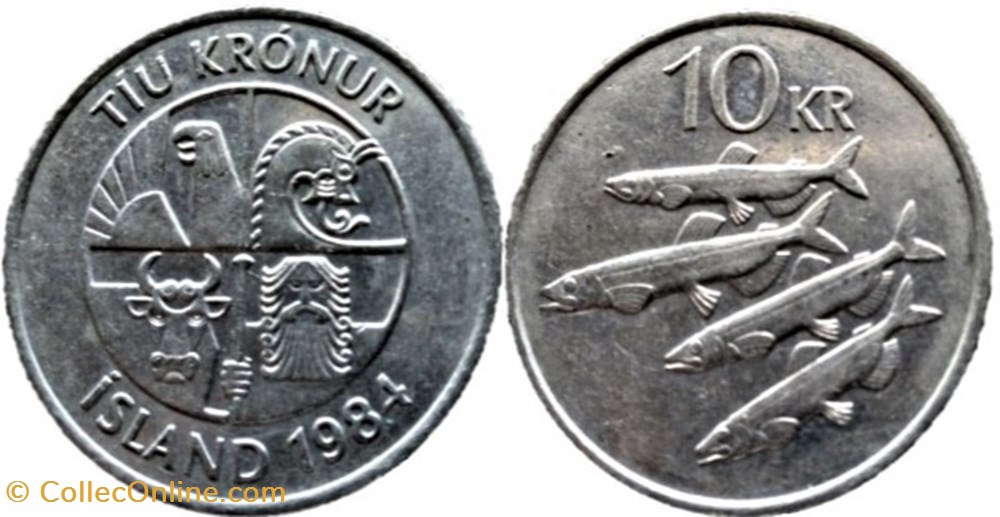 Iceland - 10 Krónur 1984, Landvættir monnaies monde islande iceland 10 kronur 1984 landv ttir