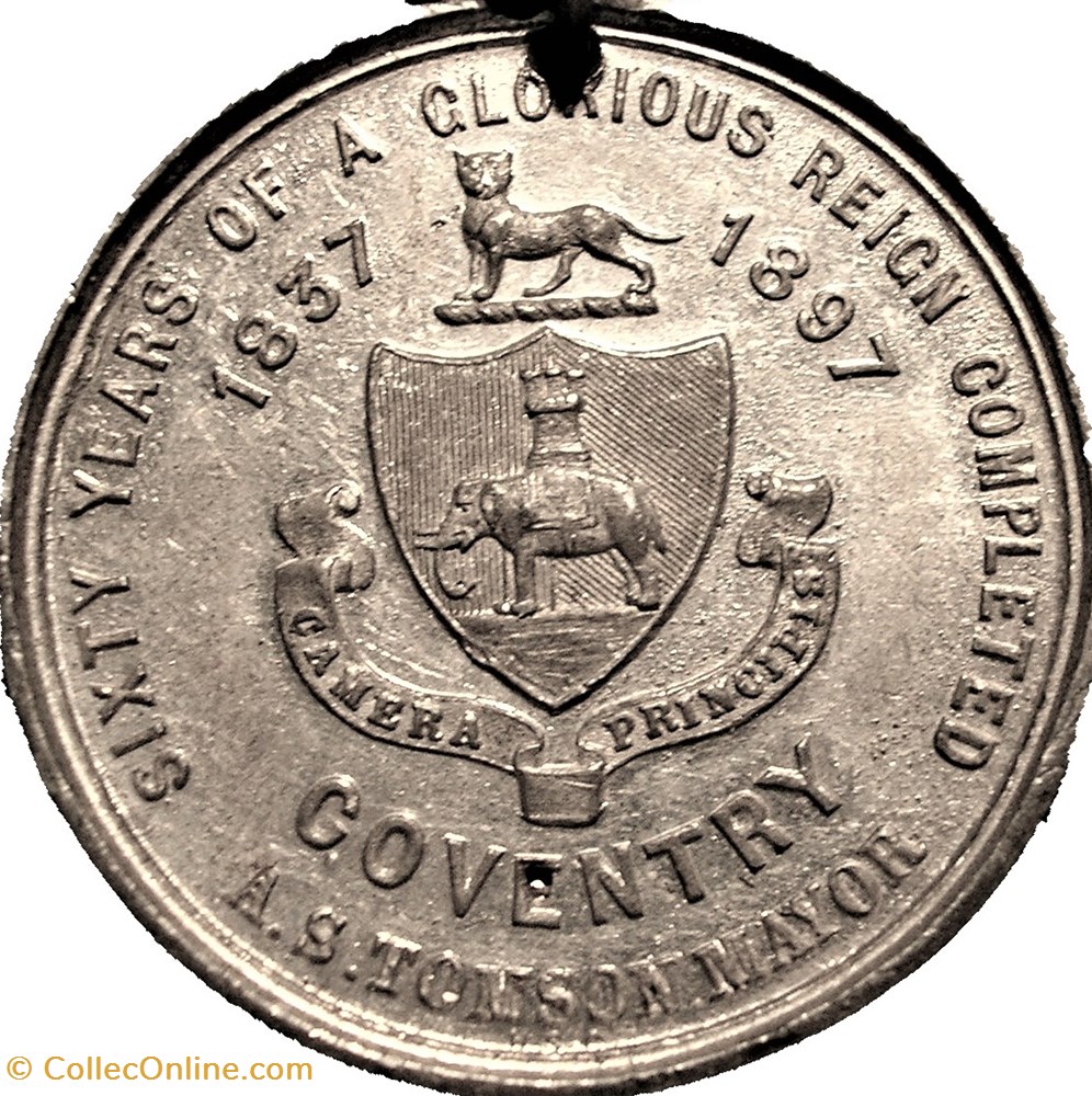 Victoria - 1897 Diamond Jubilee Medal, Coventry, England 3 medaille royaume uni victoria 1897 diamond jubilee medal coventry england