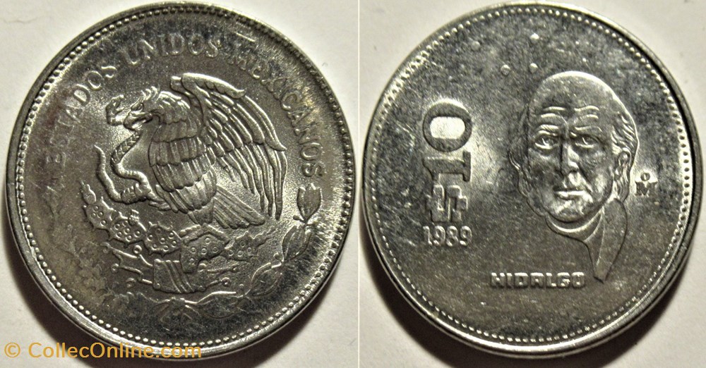 México 1989 - 10 Pesos Miguel Hidalgo - Estados Unidos Mexicanos monnaies monde mexique mexico 1989 10 pesos miguel hidalgo estados unidos mexicanos