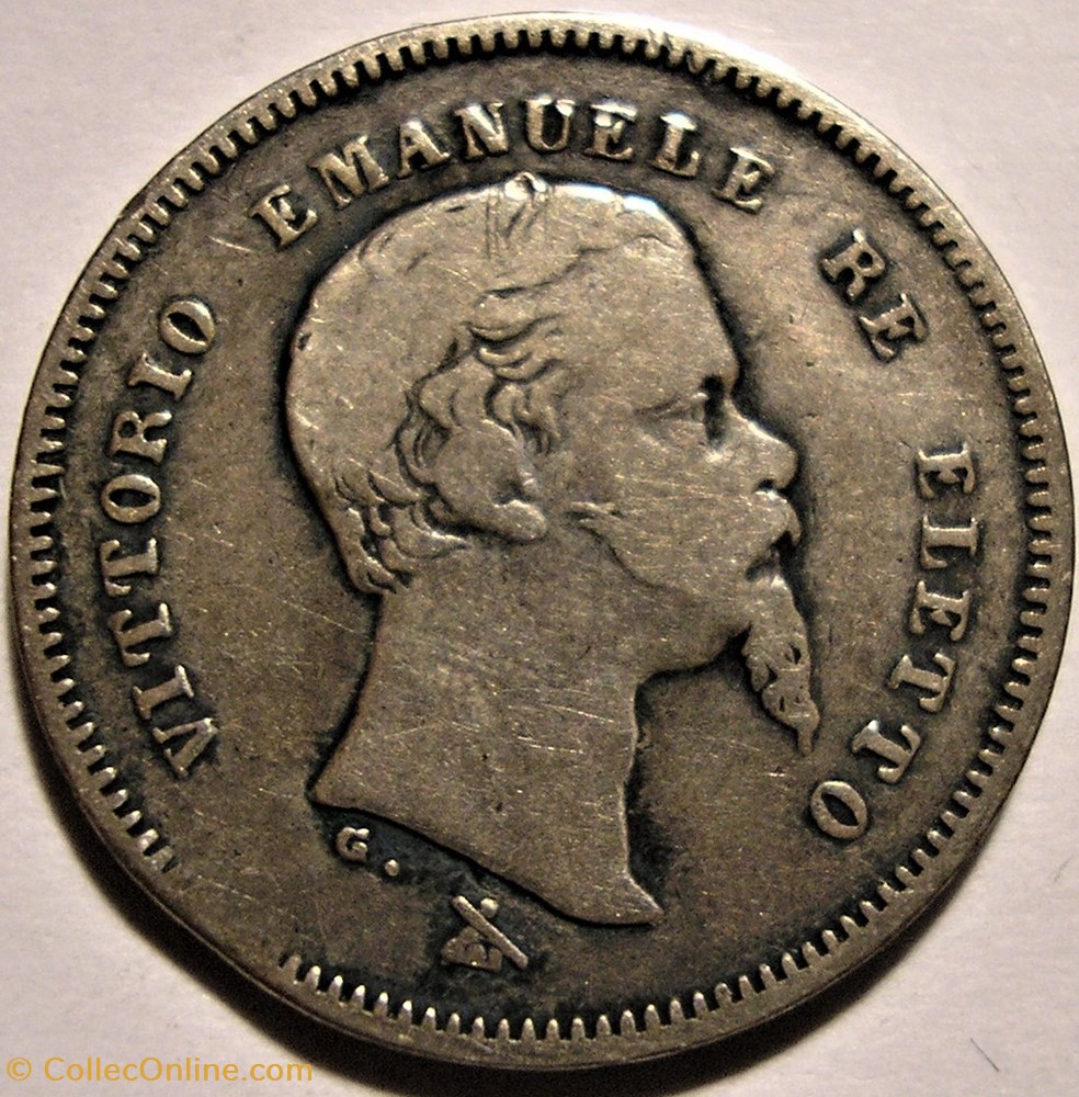 1860 Province Unite del Centro Italia, 50 Centesimi - Vittorio Emanuele II of Savoy monnaies monde italie 1860 province unite del centro italia 50 centesimi vittorio emanuele ii of savoy
