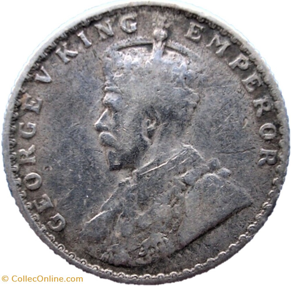 George V - 1/4 Rupee 1914 Calcutta - British India 2 monnaies monde inde george v 1 4 rupee 1914 calcutta british india