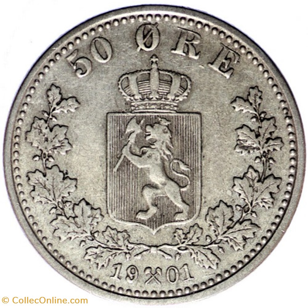 Oskar II - 50 Øre 1901 Norway monnaies monde norvege oskar ii 50 re 1901 norway