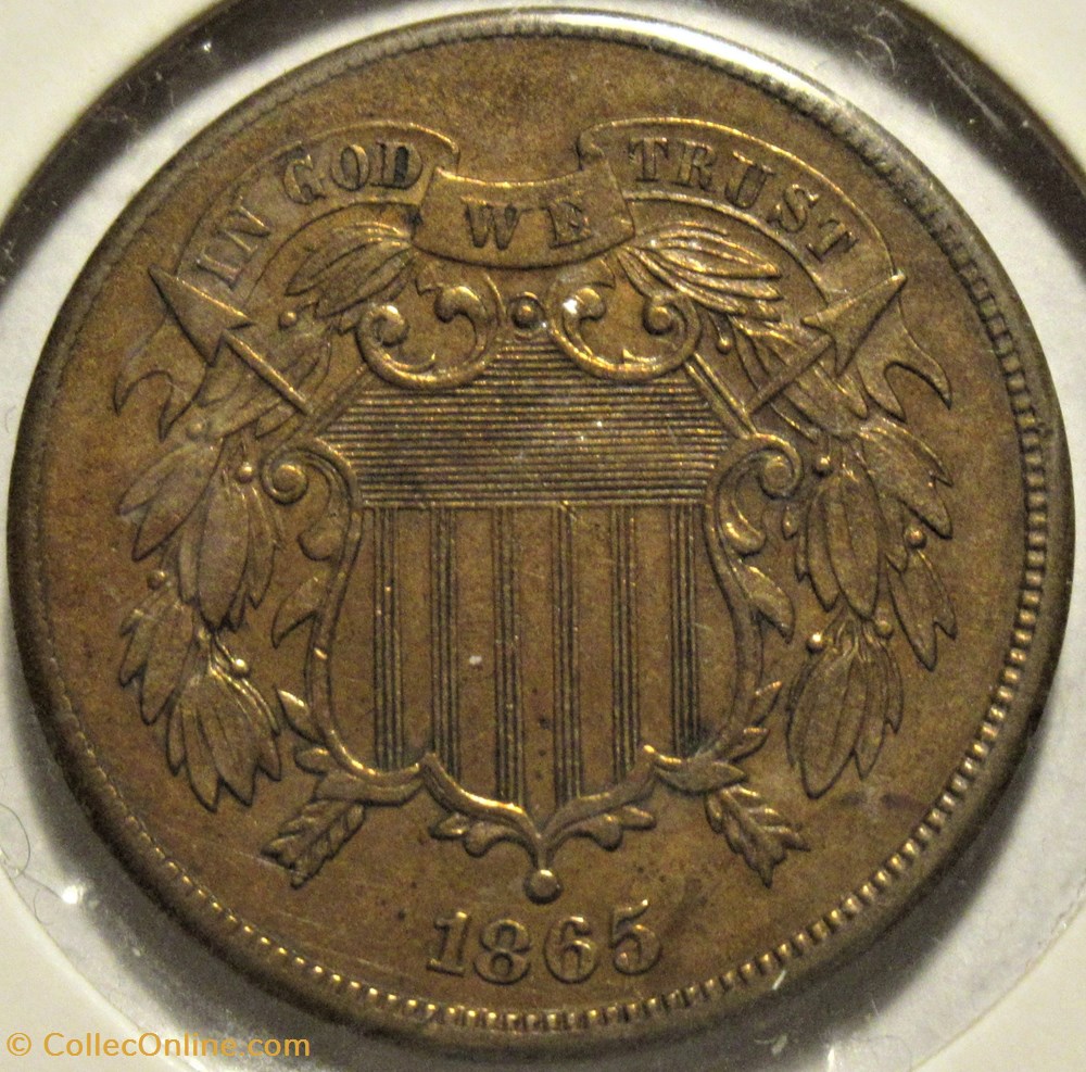 1865 Two Cents 3 monnaies monde etats unis 1865 two cents