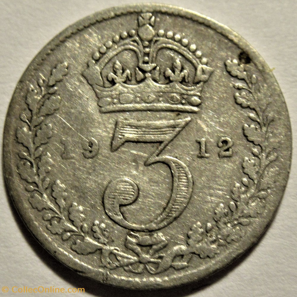 George V - 3 Pence 1912 - United Kingdom 3 monnaies monde royaume george v 3 pence 1912 united kingdom