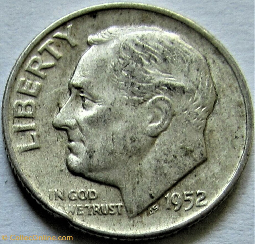 1952 Denver Dime monnaies monde etats unis 1952 denver dime