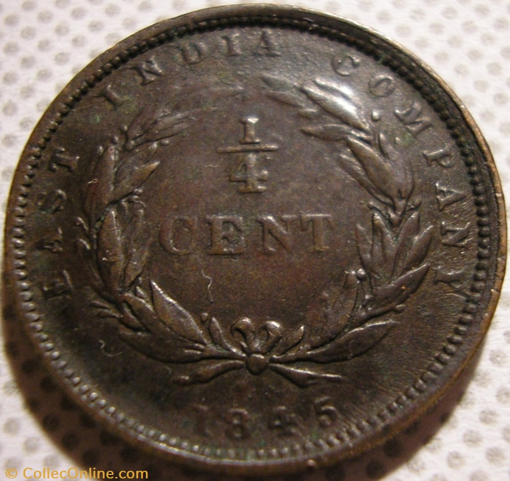 Victoria - 1/4 Cent 1845 - BEIC, Straits Settlements 4 monnaie monde malaisie victoria 1 4 cent 1845 beic straits settlements