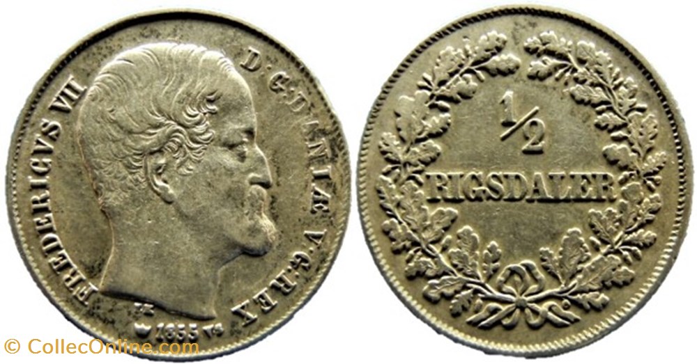 Frederik VII Denmark - 1/2 Rigsdaler rigsmont 1855 monnaies monde danemark frederik vii denmark 1 2 rigsdaler rigsmont 1855