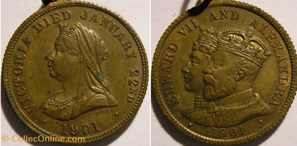 Victoria death / Edward VII & Alexandra crowned - Medallion 1901 medaille royaume uni victoria death edward vii alexandra crowned medallion 1901