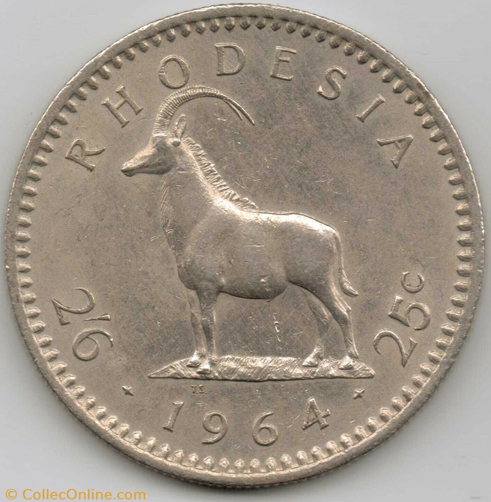 Elizabeth II - 2-1-2 Shillings - 25 Cents 1964 - Rhodesia - Coins