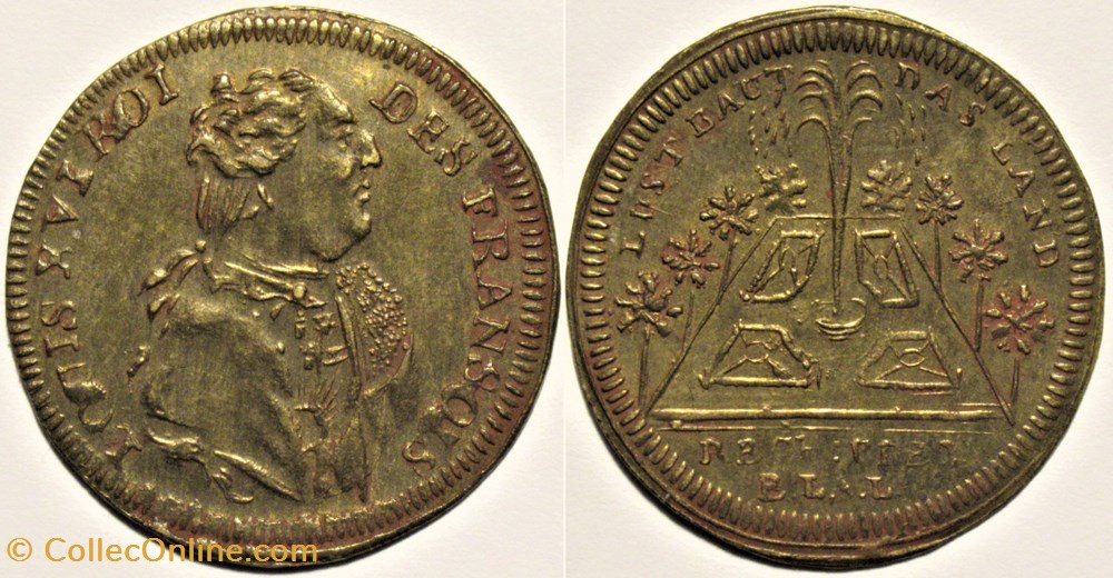 Louis XVI - c.1791 Le bonheur féconde le pays - Rechenpfennig par Ernest L. Lauer monnaies paranumismatique jetons poids louis xvi c 1791 le bonheur feconde le pays rechenpfennig par ernest l lauer