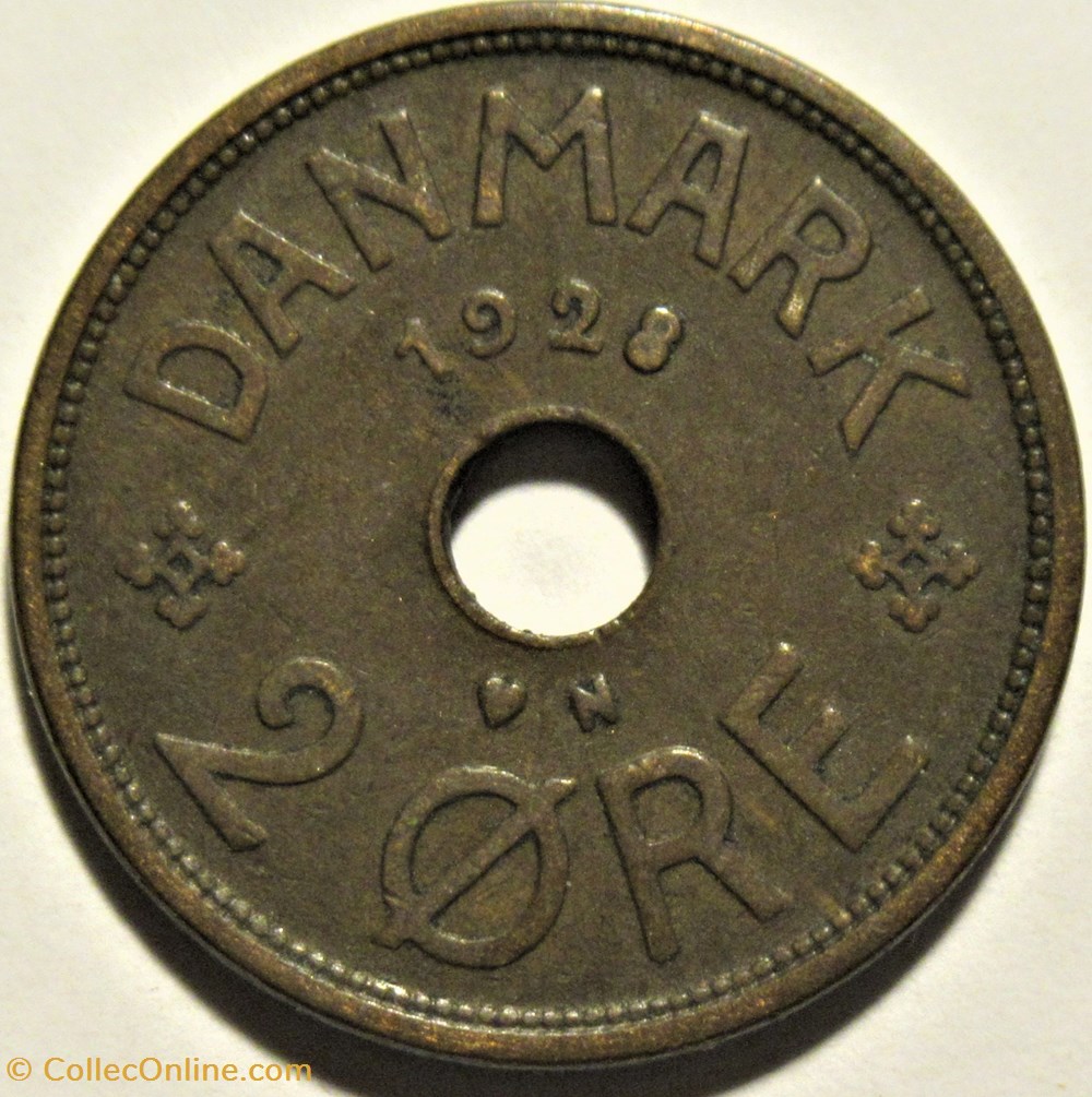 Christian X Denmark - 2 Øre 1928 monnaies monde danemark christian x denmark 2 re 1928
