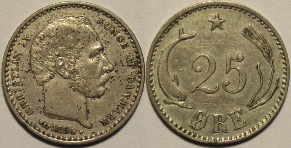monnaies monde danemark christian ix denmark 25 re 1894 2