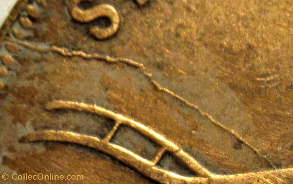 monnaies monde canada prince edward 1860 halfpenny token speed the plough die crack