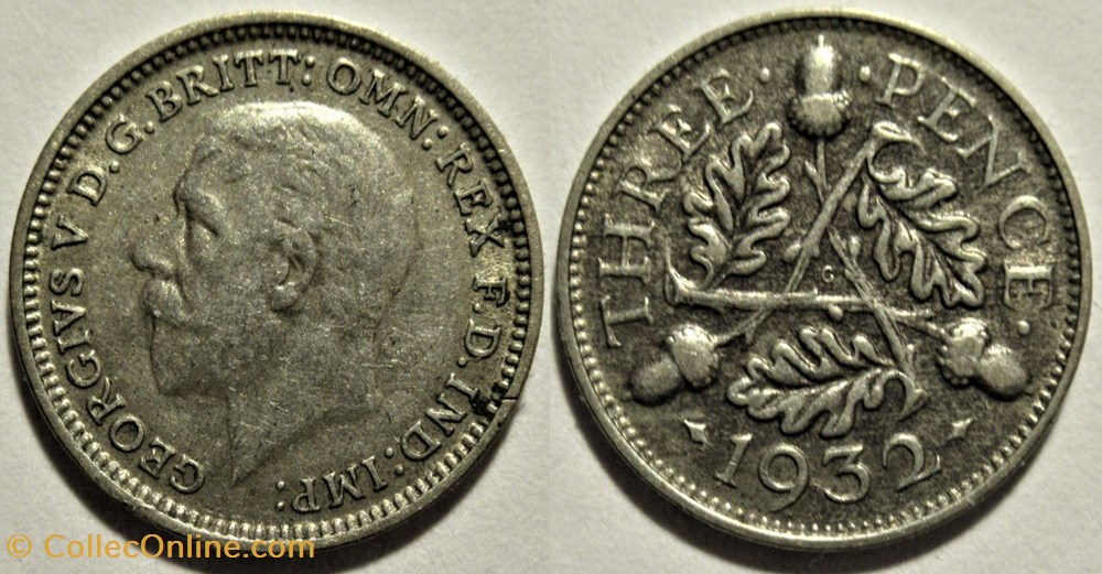 George V - 3 Pence 1932 - United Kingdom (ex.2) monnaies monde royaume george v 3 pence 1932 united kingdom ex 2