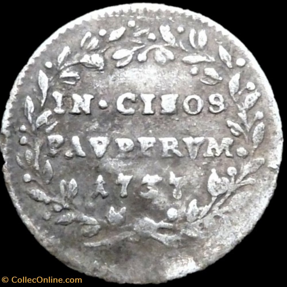 monnaies europe medievale etats pontificaux clement xii pope grosso 1737 in cibos pauperum roma papal states