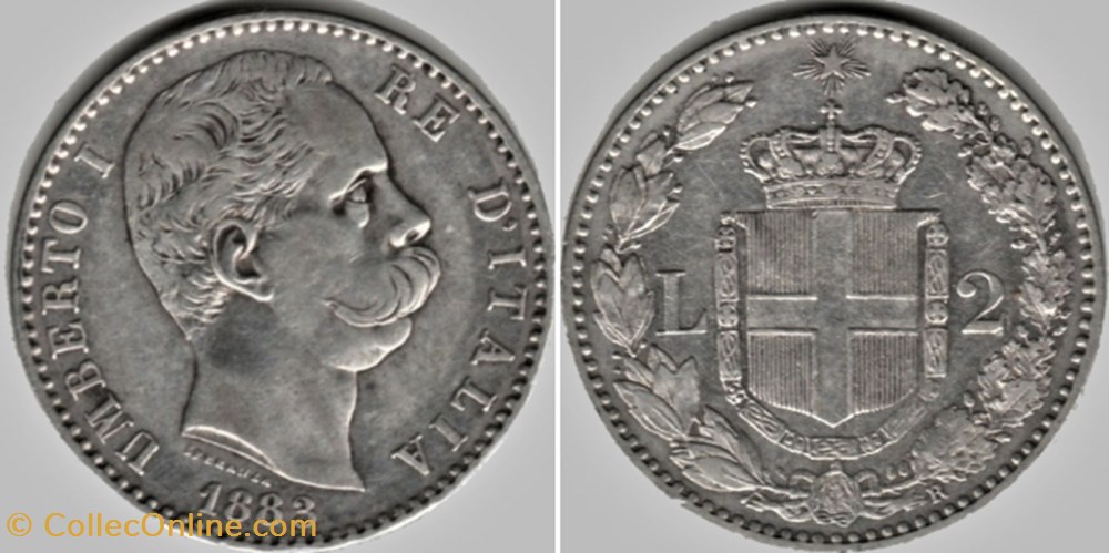 monnaies monde italie 1883 regno italia 2 lire roma umberto i