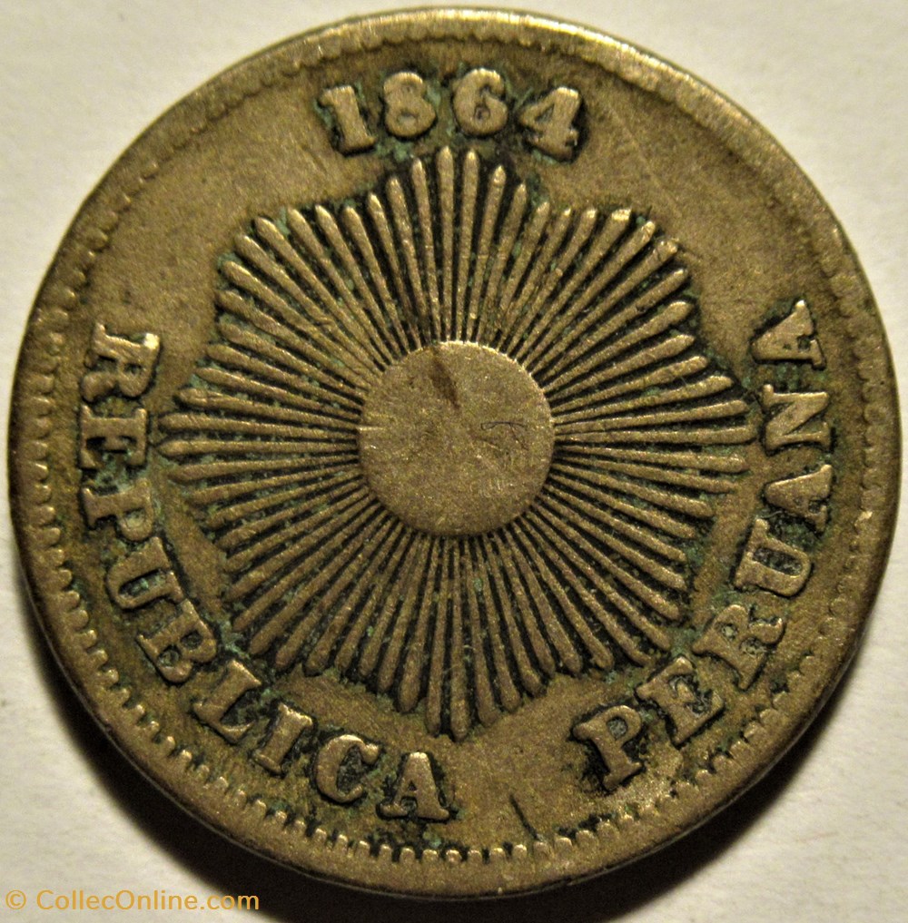 Peru - 1 Centavo 1864, Lima 3 monnaies monde perou peru 1 centavo 1864 lima