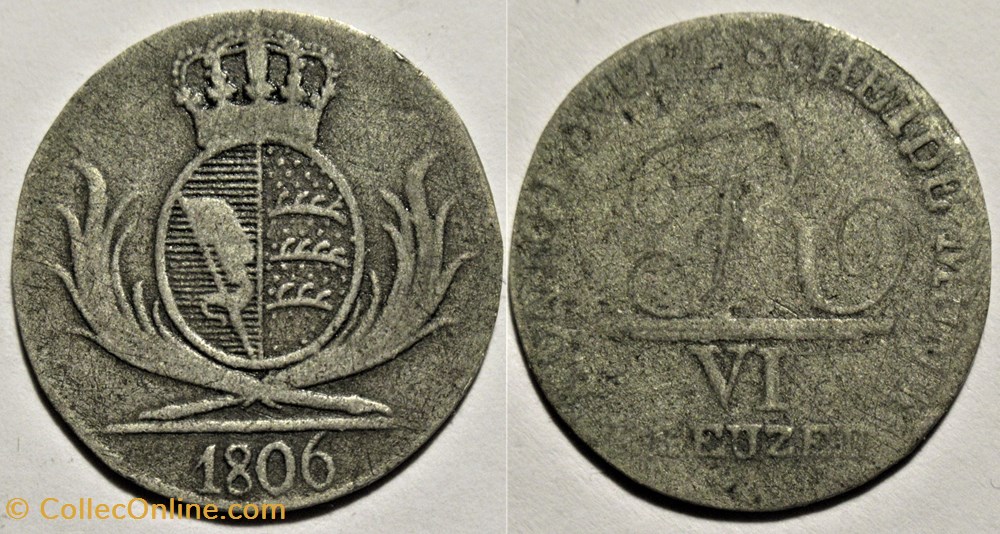 Friedrich I - 6 Kreuzer 1806 - Kingdom of Württemberg monnaies europe medievale a saint empire romain germanique friedrich i 6 kreuzer 1806 kingdom of wurttemberg