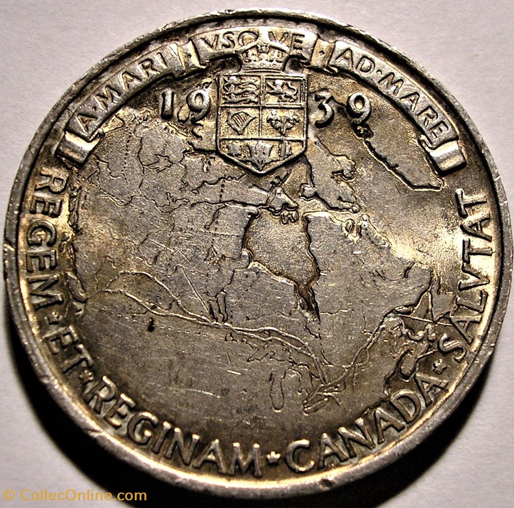 monnaies jetons mereaux george vi elizabeth 1939 royal visit canada silver medal uk