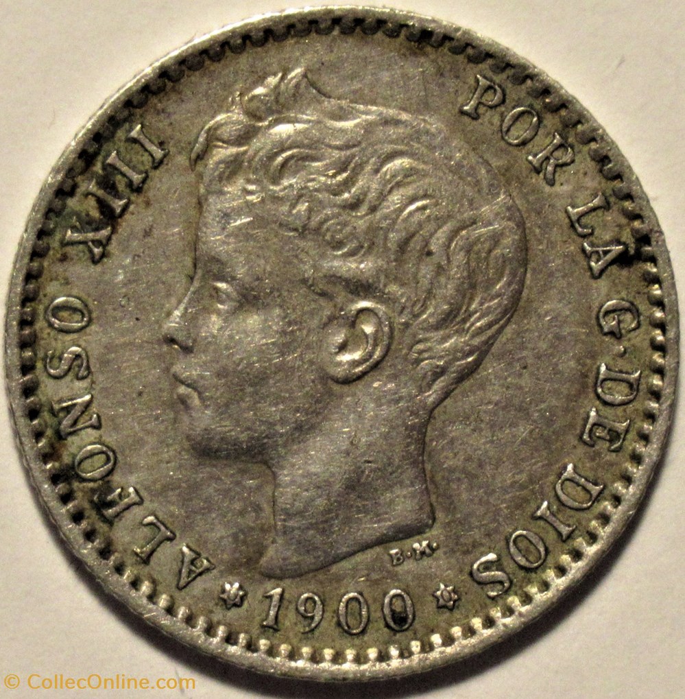 1900 - 50 Centimos - Alfonso XIII de España monnaies monde espagne 1900 50 centimos alfonso xiii de espana