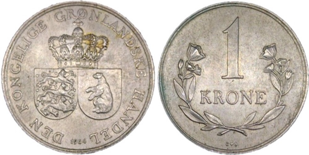 Frederik IX of Denmark - 1 Krone 1964 - Greenland monnaies colonies danoises frederik ix of denmark 1 krone 1964 greenland