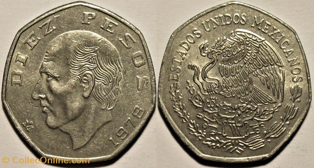 México 1978 - 10 Pesos, M. Hidalgo Costilla- E.U Mexicanos monnaies monde mexique mexico 1978 10 pesos m hidalgo costilla e u mexicanos