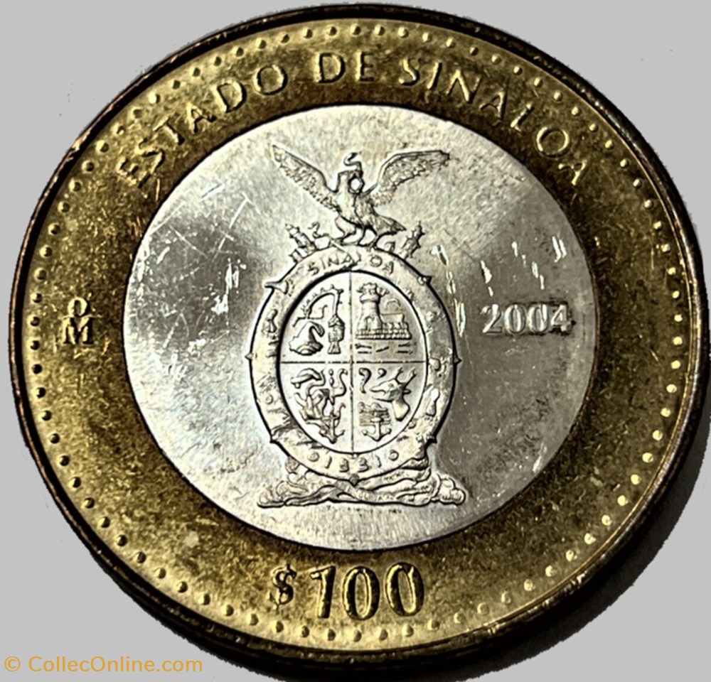 México 2004- 100 Pesos Sinaloa State - E.U Mexicanos monnaies monde mexique mexico 2004 100 pesos sinaloa state e u mexicanos