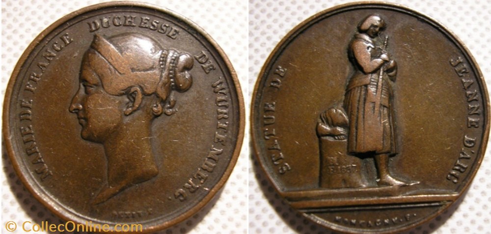medaille royaux noblesse marie de france orleans 1837 medaillon de sa sculpture de jeanne arc