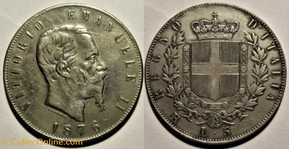 1876 Regno D'Italia, 5 Lire, Roma - Vittorio Emanuele II