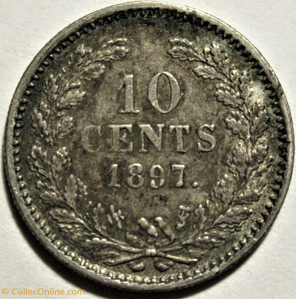Wilhelmina of Nederland - 10 Cents 1897 3 monnaies monde pays bas wilhelmina of nederland 10 cents 1897